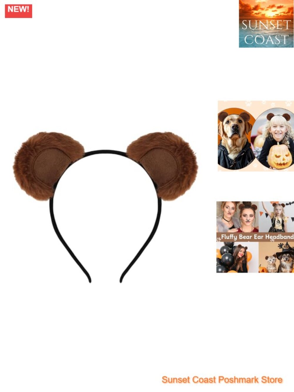 Bear Ears Headband Plush Furry Animal Ears Movable Cosplay Costume Hair